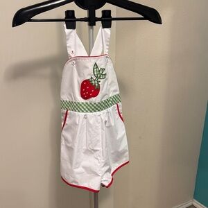 The Beaufort Bonnet Company White Overalls with Strawberry Design